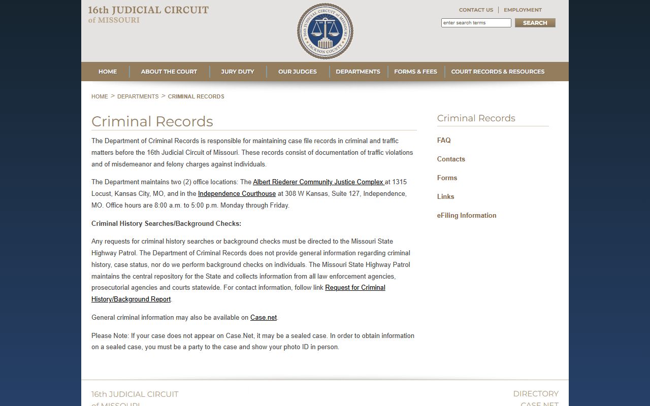Independence recent arrests 16th Circuit criminal records page