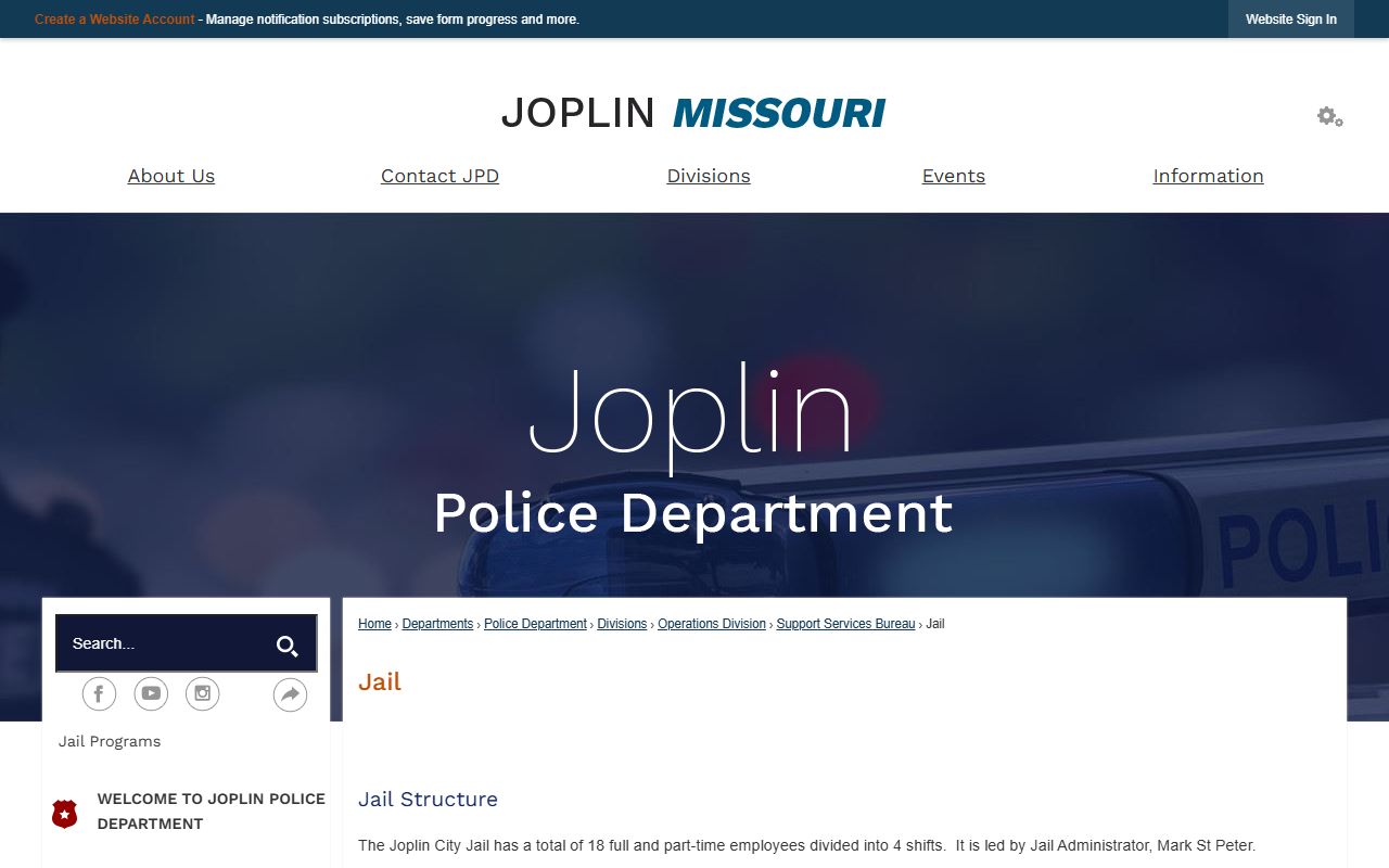 Joplin recent arrests city jail information page