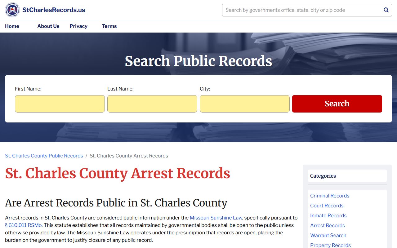 St. Charles recent arrests records information page