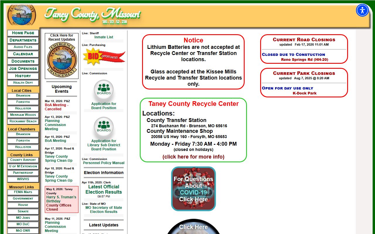 Taney County Missouri recent arrests county website