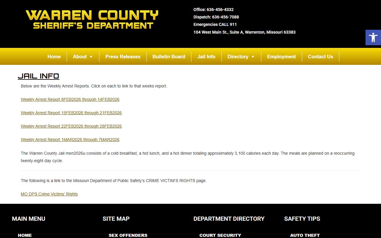 Warren County recent arrests jail information page